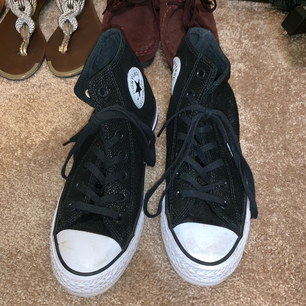 High top black converse faux ostrich - Picture 2 of 4